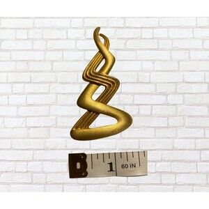 Vintage Art deco M JENT Goldtone Polished Curving Ribbon Pin Brooch Rare